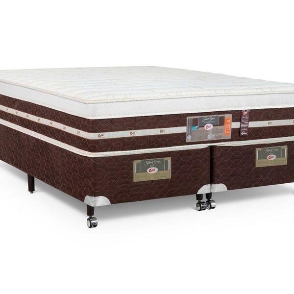 Cama Box + Colchão Castor Queen Silver Star Air One Face Hibr