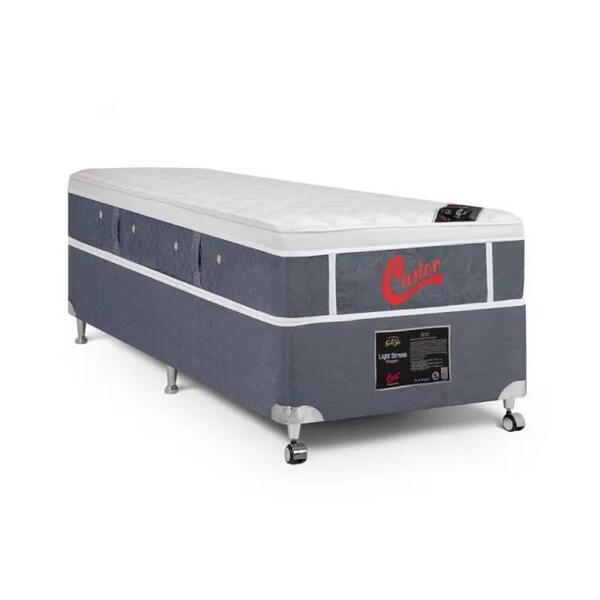 Cama Box + Colchão Castor Solteiro Plush Light Stress One Fac