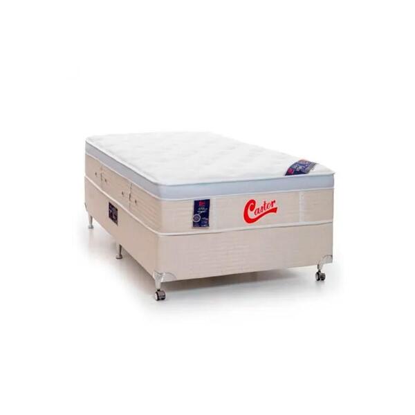 Cama Box + Colchão Castor Solteiro Vitagel Euro One Face Pock
