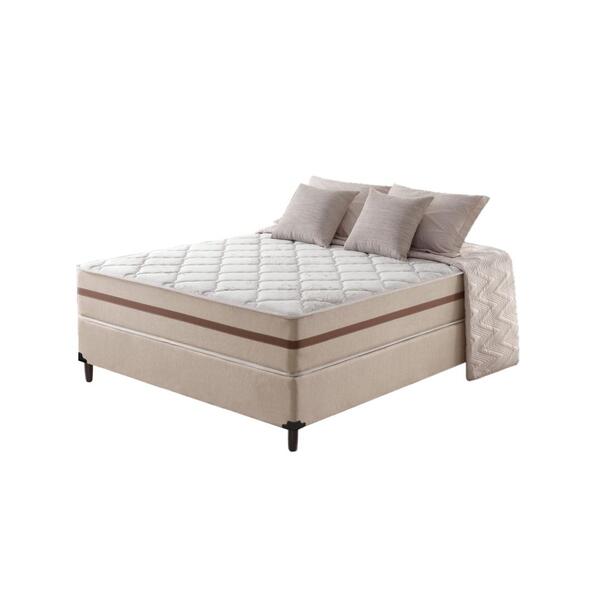 Cama Box + Colchão De Casal Classic Molas Pocket 138 x 188 x