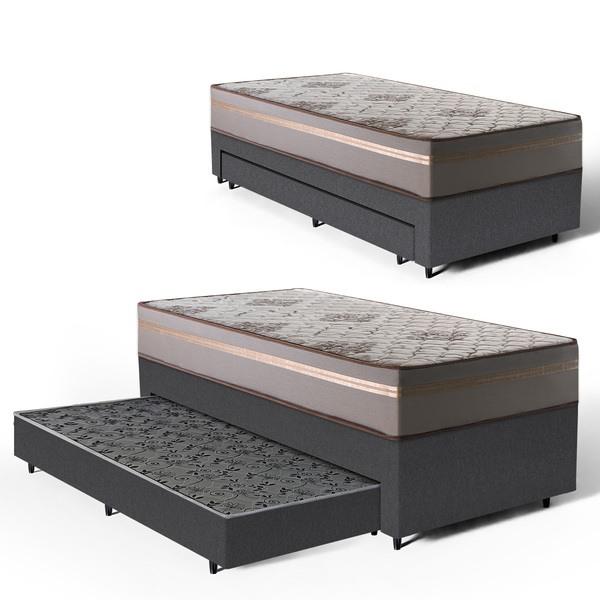 Cama Box + Colchão De D33 Millenium One Face + Auxiliar De Es