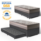 Cama Box + Colchão De D33 Millenium One Face + Auxiliar De Es