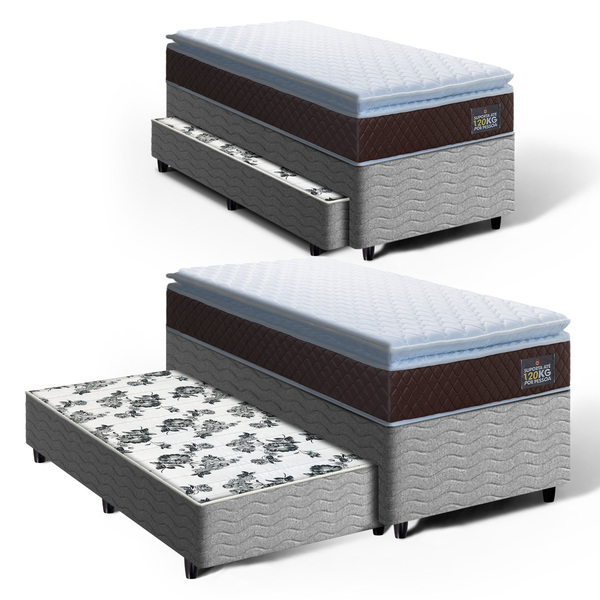 Cama Box + Colchão De Espuma D33 Pillow Top Comfort Luxo + Au
