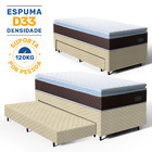 Cama Box + Colchão De Espuma D33 Pillow Top Comfort Luxo + Au