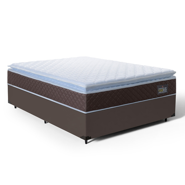Cama Box + Colchão De Espuma D33 Pillow Top Comfort Luxo Casa