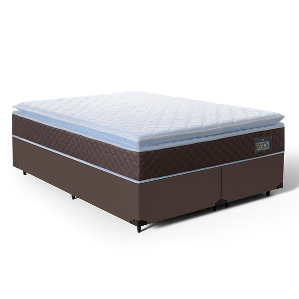 Cama Box + Colchão De Espuma D33 Pillow Top Comfort Luxo Quee