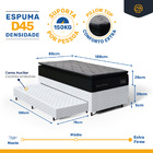 Cama Box + Colchão De Espuma D45 Pillow Top Suport Prime + Au