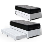 Cama Box + Colchão De Espuma D45 Pillow Top Suport Prime + Au
