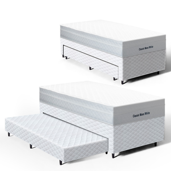 Cama Box + Colchão De Molas Ensacadas Classic Maxx White + Au