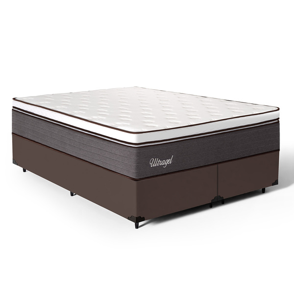 Cama Box + Colchão De Molas Ensacadas Euro Pillow Ultragel Lu