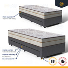 Cama Box + Colchão De Molas Ensacadas Luxury + Auxiliar De Es