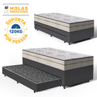 Cama Box + Colchão De Molas Ensacadas Luxury + Auxiliar De Es