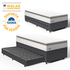 Cama Box + Colchão De Molas Ensacadas Pillow Top Neve + Auxil