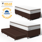 Cama Box + Colchão De Molas Ensacadas Pillow Top Neve + Auxil