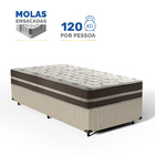 Cama Box + Colchão De Solteiro Classic Molas Pocket 78 x 188