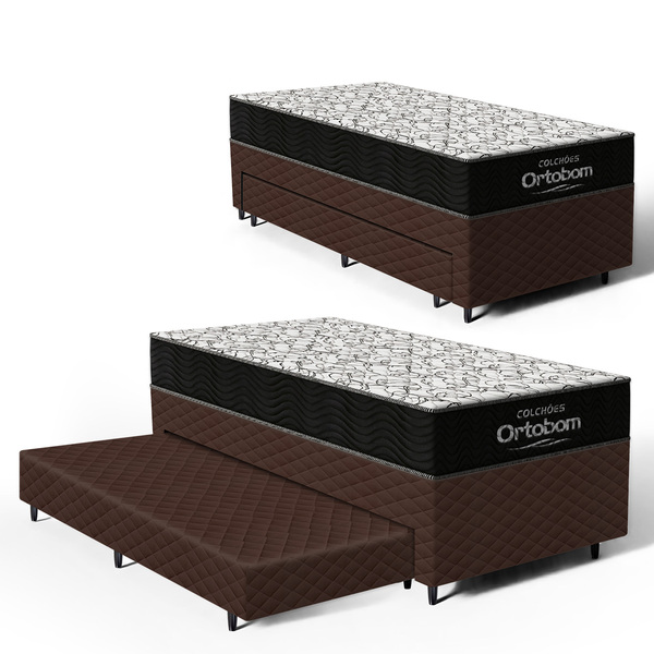 Cama Box + Colchão Ortobom De Espuma D45 Airtech 150 + Auxili