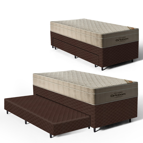 Cama Box + Colchão Ortobom De Molas Ensacadas Airtech Springp