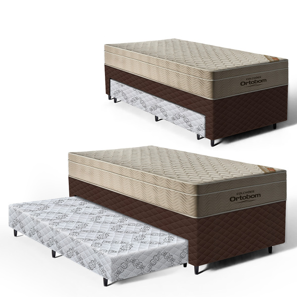 Cama Box + Colchão Ortobom De Molas Ensacadas Airtech Springp