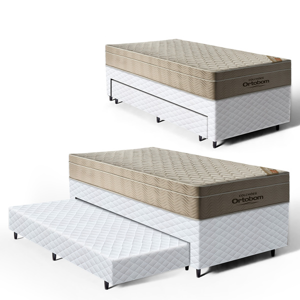 Cama Box + Colchão Ortobom De Molas Ensacadas Airtech Springp