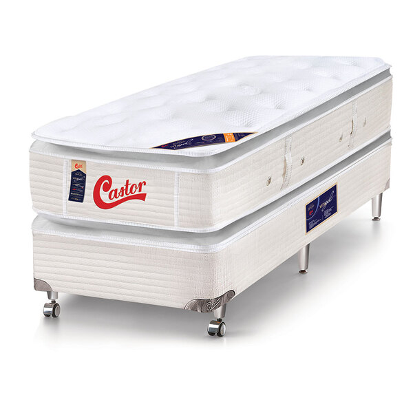 Cama Box + Colchão Solteiro Castor Gold Star Slx Vitagel Doub