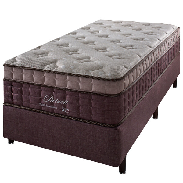 Cama Box + Colchão Solteiro Twin Detroit Molas Ensacadas Visc
