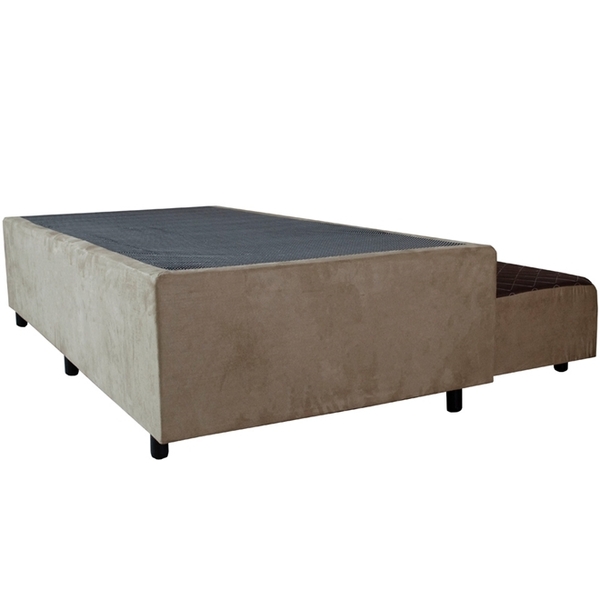 Cama Box Base Casal Com Auxiliar Semi Ortopedica Suede Areia