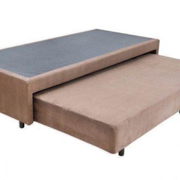 Cama Box Base Solteiro Com Auxiliar Semi Ortopedica Suede Tab