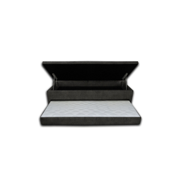 Cama Box Bau 3 Em 1 Solteiro Sued Cinza Com Cama Auxiliar Esp