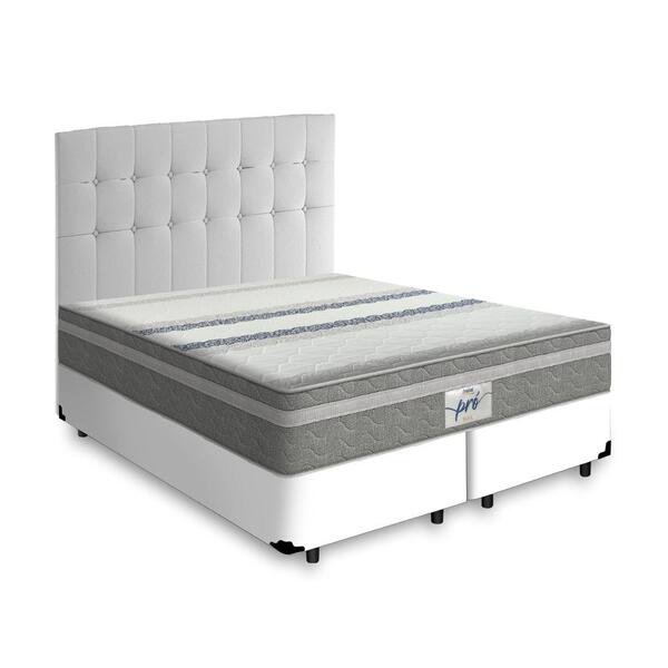 Cama Box Baú + Cabeceira Cassis Branca E Colchão D28 Queen -