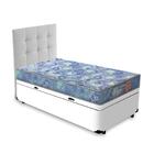 Cama Box Baú + Cabeceira Cassis Branca E Colchão De Espuma D2