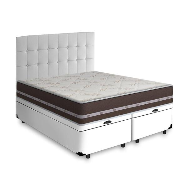 Cama Box Baú + Cabeceira Cassis E Colchão Queen - Anjos - Cla