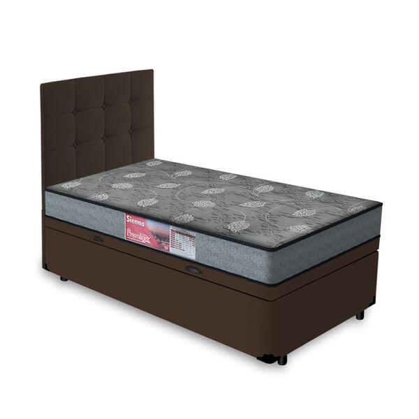 Cama Box Baú + Cabeceira Cassis E Colchão Solteiro - Prorelax