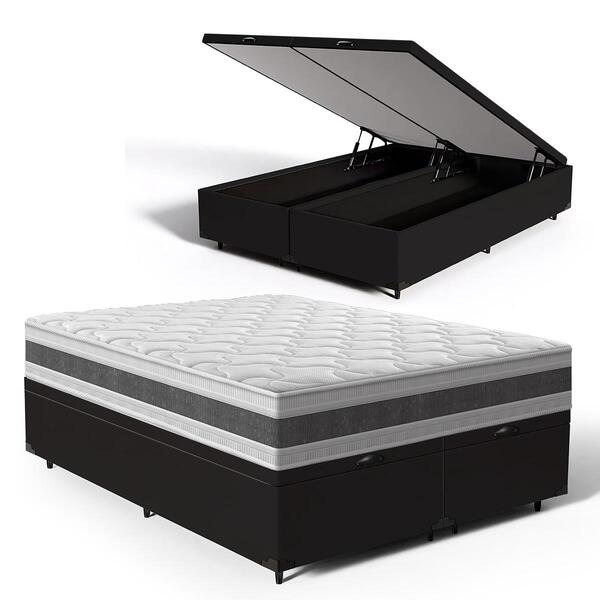 Cama Box Baú + Colchão Anjos De Espuma D45 Double Face Air Pr