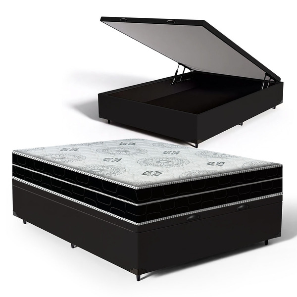 Cama Box Baú + Colchão Anjos De Espuma D45 Pillow In Ortoconf