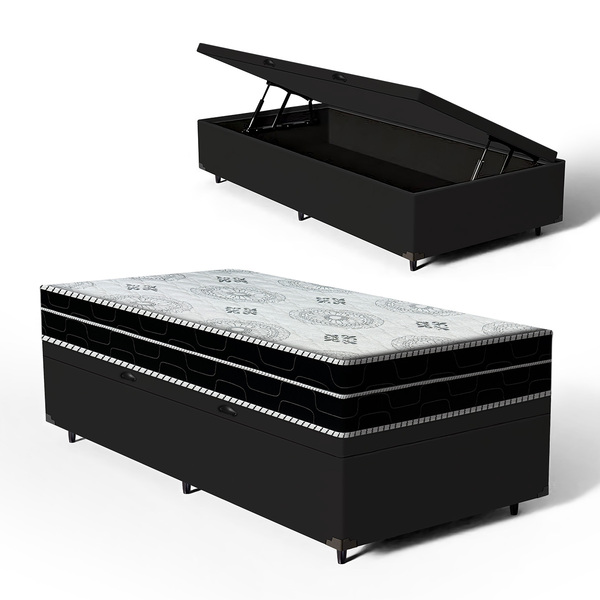 Cama Box Baú + Colchão Anjos De Espuma D45 Pillow In Ortoconf