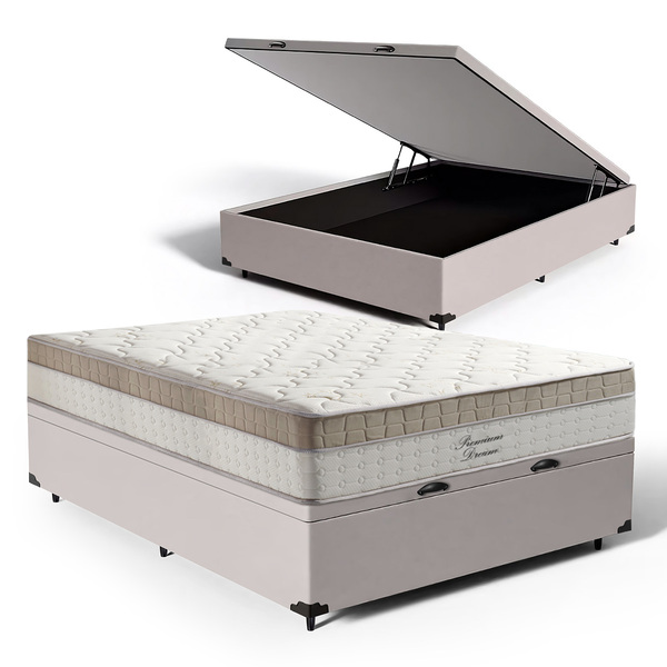 Cama Box Baú + Colchão Anjos De Molas Ensacadas Pillow In Pre