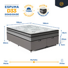Cama Box Baú + Colchão Anjos Espuma D33 Pillow In Ortosleep Q