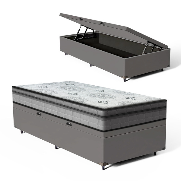 Cama Box Baú + Colchão Anjos Espuma D33 Pillow In Ortosleep S