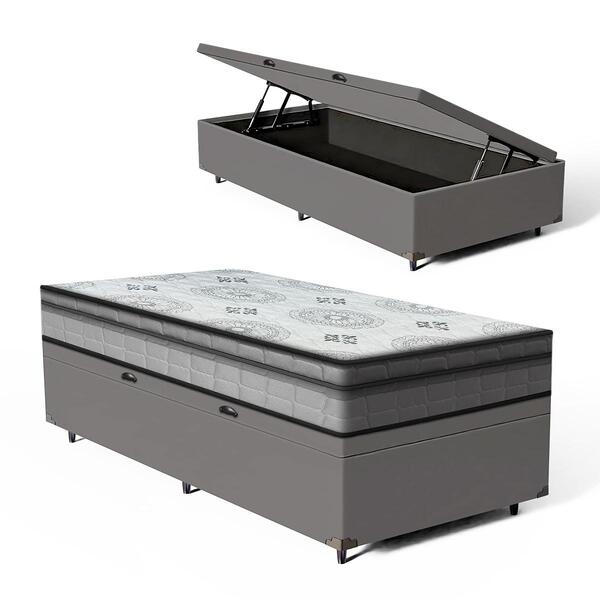 Cama Box Baú + Colchão Anjos Espuma D33 Pillow In Ortosleep S