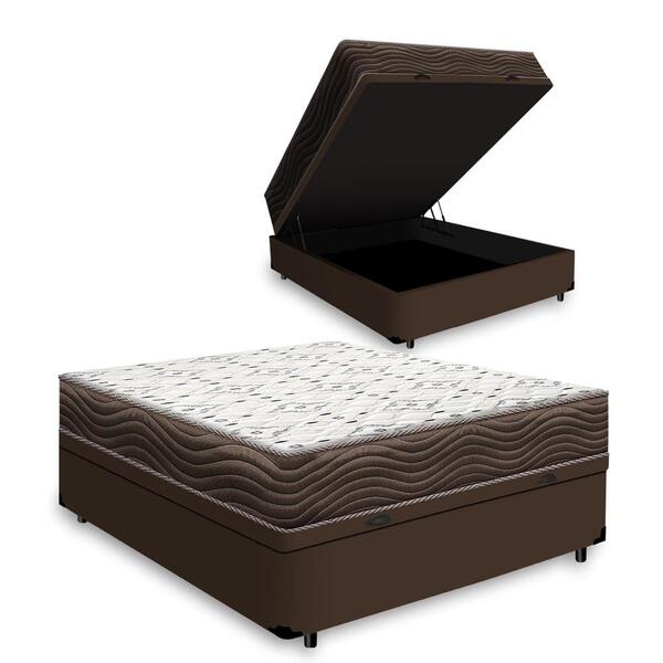 Cama Box Baú + Colchão De Casal Ortobom D45 Iso 150 138x188x6
