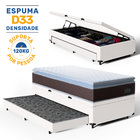Cama Box Baú + Colchão De Espuma D33 Pillow Top Comfort Luxo
