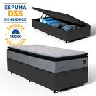 Cama Box Baú + Colchão De Espuma D33 Pillow Top Maxx Solteiro