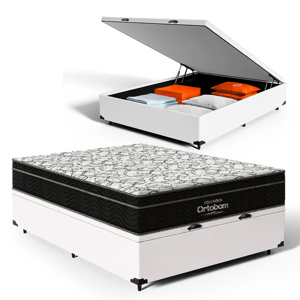 Cama Box Baú + Colchão De Espuma D45 Ortobom Airtech Ortopill
