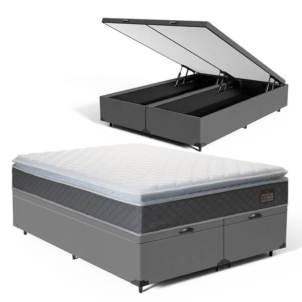 Cama Box Baú + Colchão De Espuma D45 Pillow Top Fort Comfort