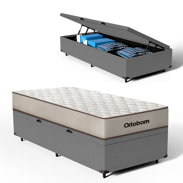 Cama Box Baú + Colchão De Espuma D60 Ortobom Force Dream Solt