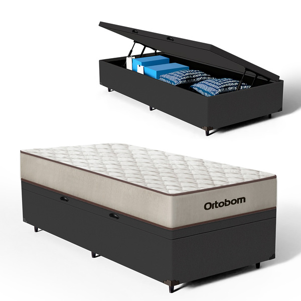 Cama Box Baú + Colchão De Espuma D60 Ortobom Force Dream Solt