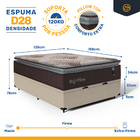 Cama Box Baú + Colchão De Espuma Mega Pillow Casal 138 cm