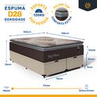 Cama Box Baú + Colchão De Espuma Mega Pillow Queen 158 cm