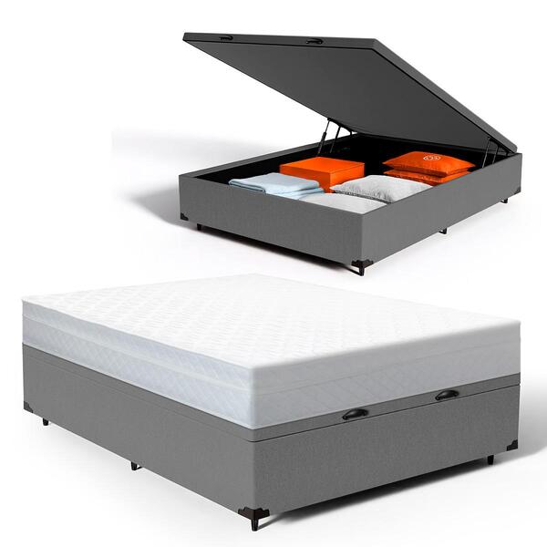 Cama Box Baú + Colchão De Molas Ensacadas Classic Maxx White
