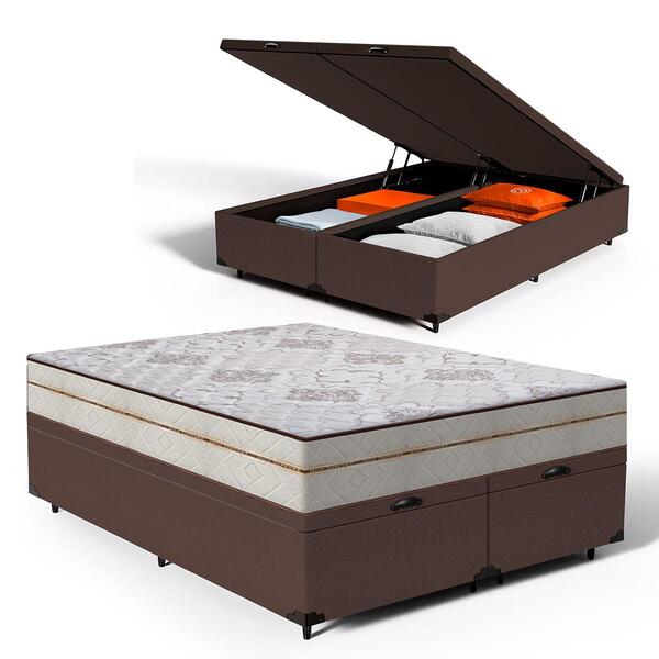 Cama Box Baú + Colchão De Molas Ensacadas Luxury Queen 158 cm